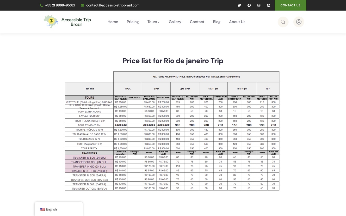 The pricing page