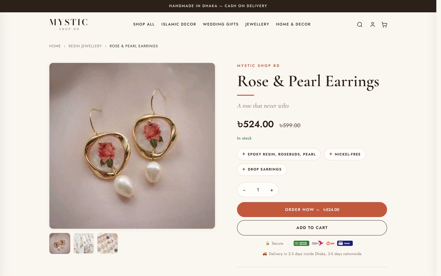 A jewellery product page