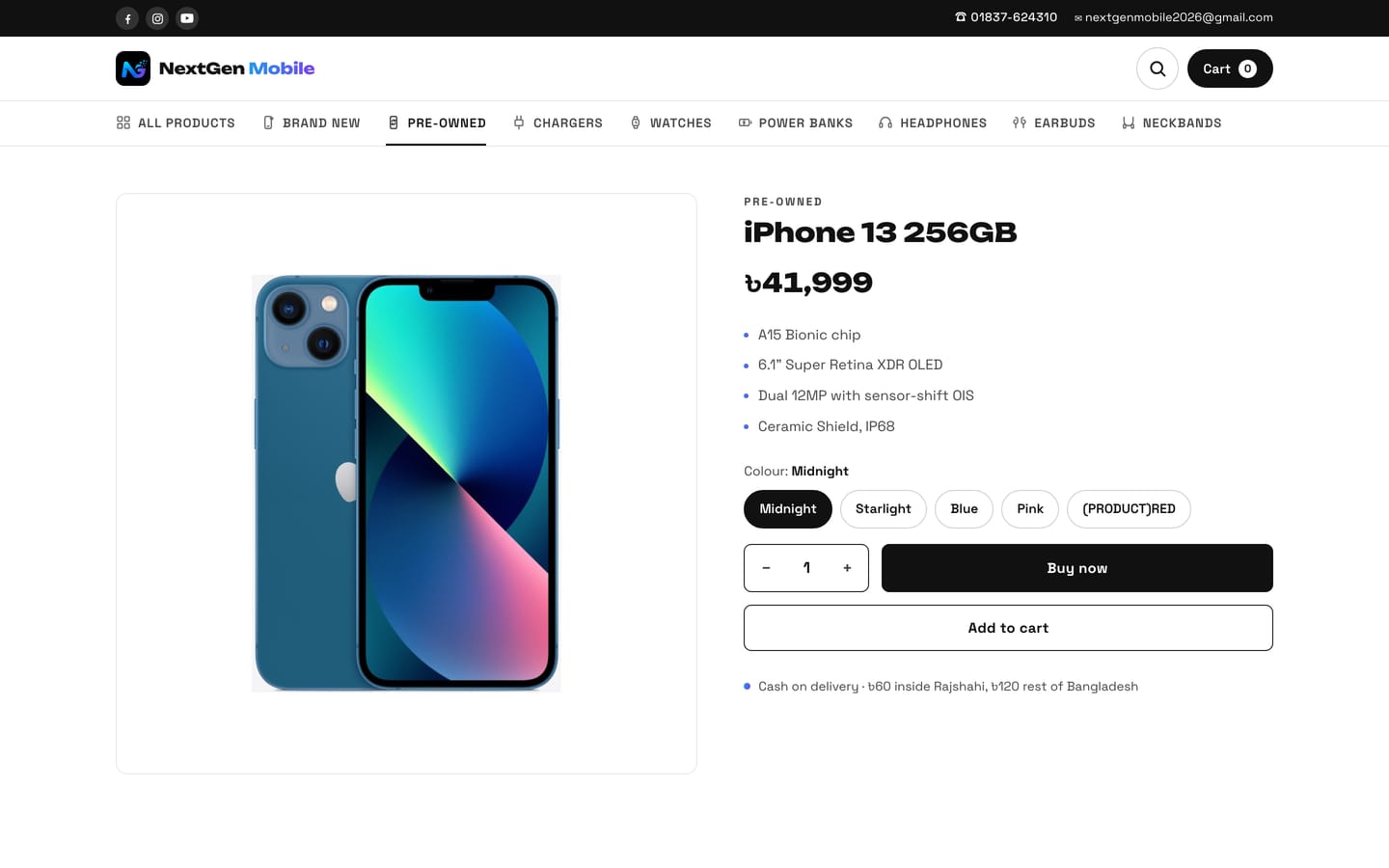 The iPhone 13 256GB product page