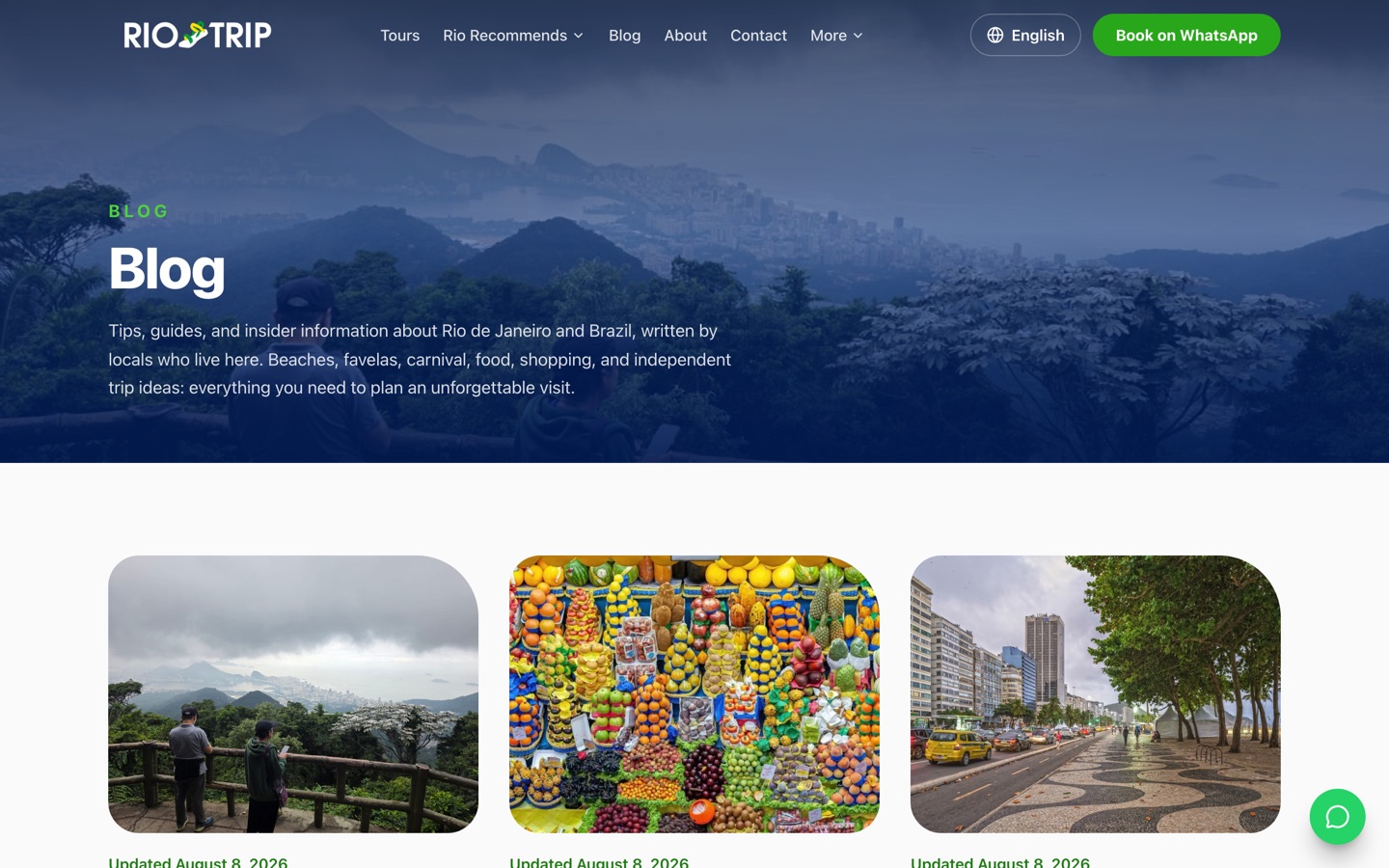 The Rio Day Trip blog index, migrated in full to the new site