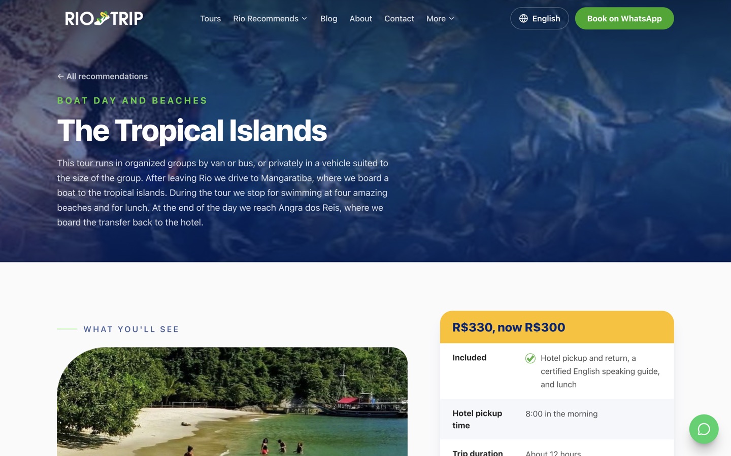 The Tropical Islands experience page