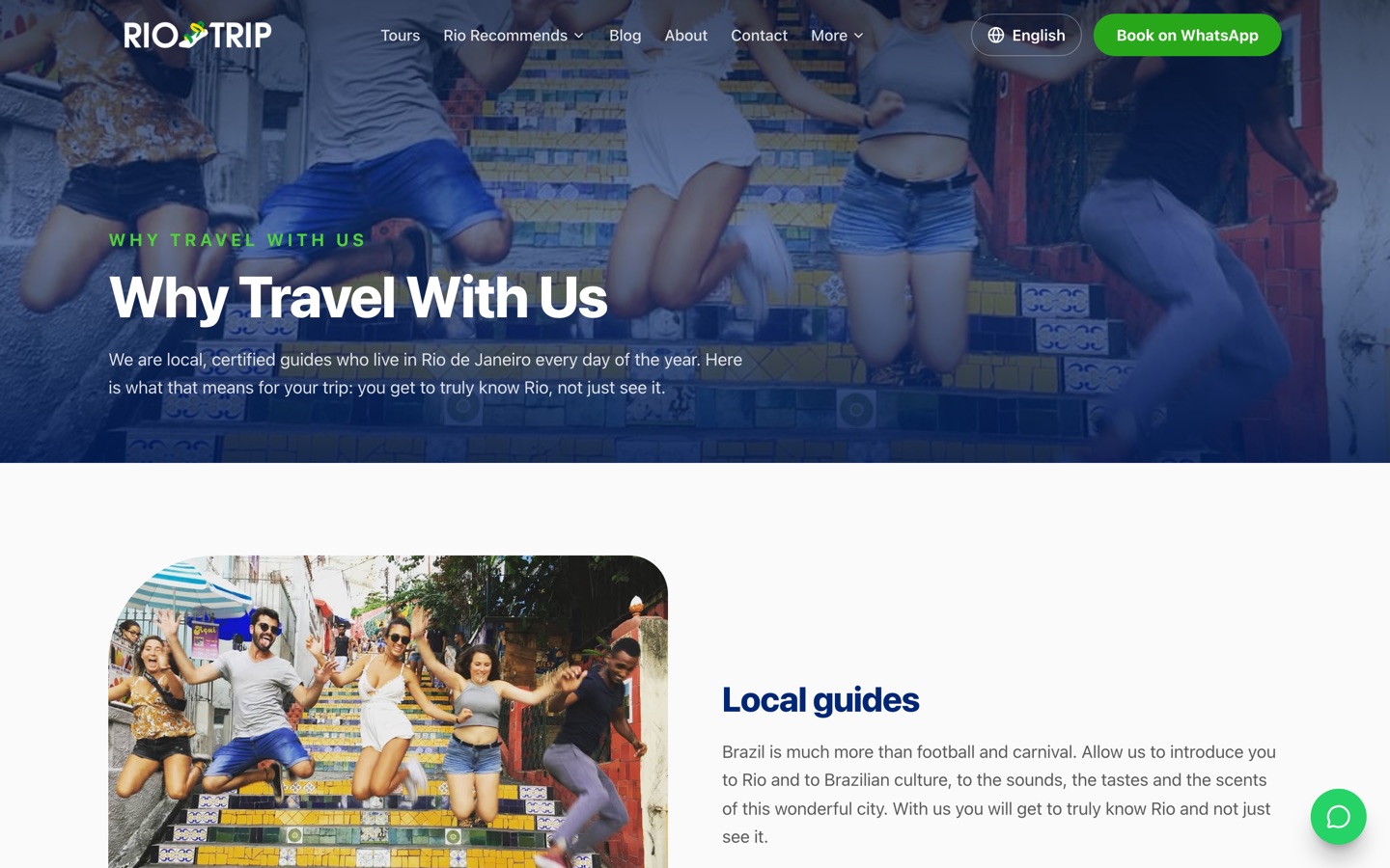 The Why Travel With Us page introducing the guides