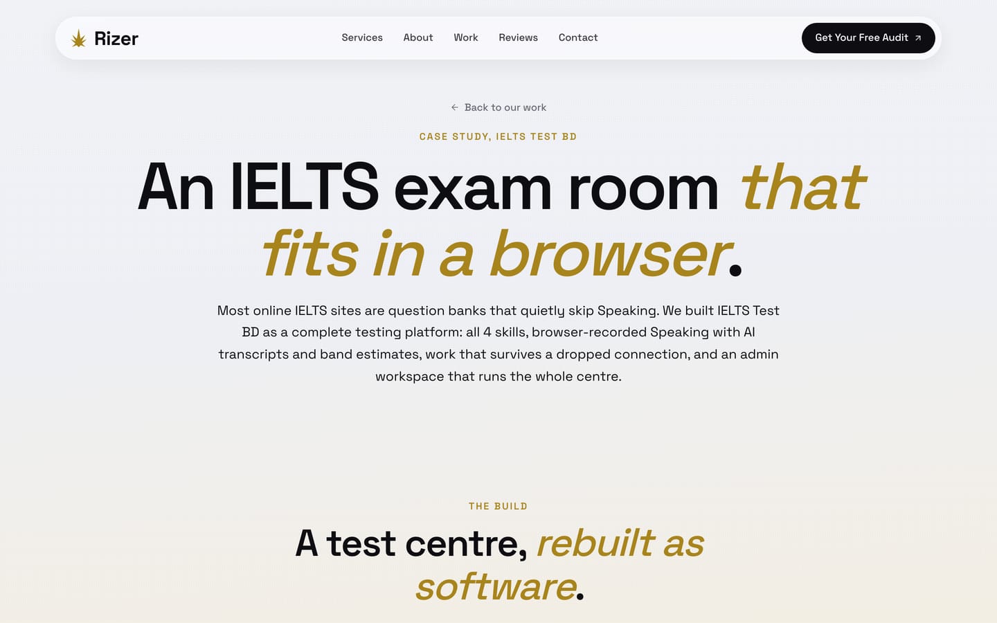 A case study hero page