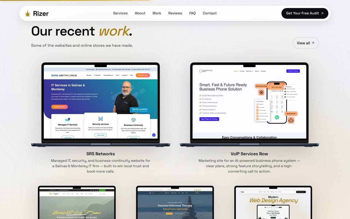 The portfolio grid of client work