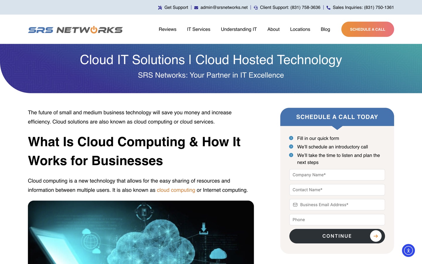 The cloud IT solutions page