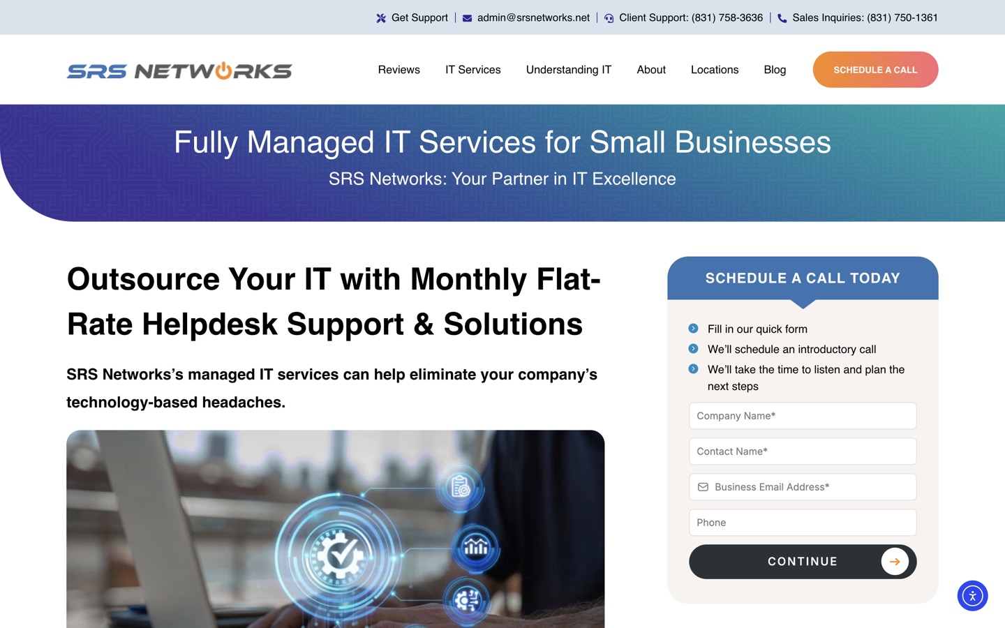 The managed IT services page
