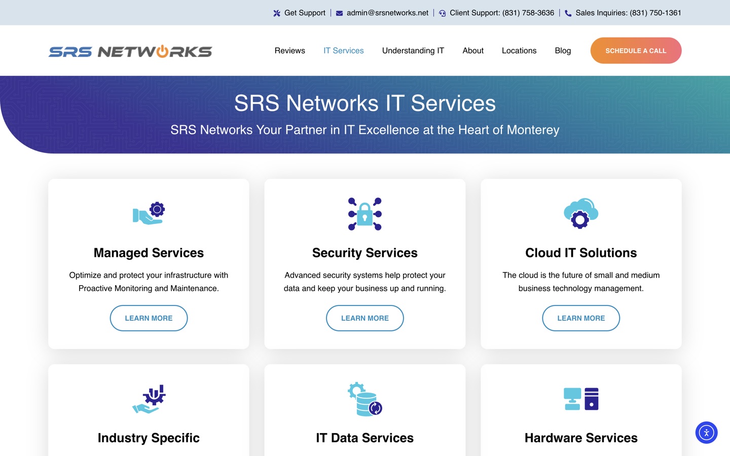 The IT services hub showing all six categories