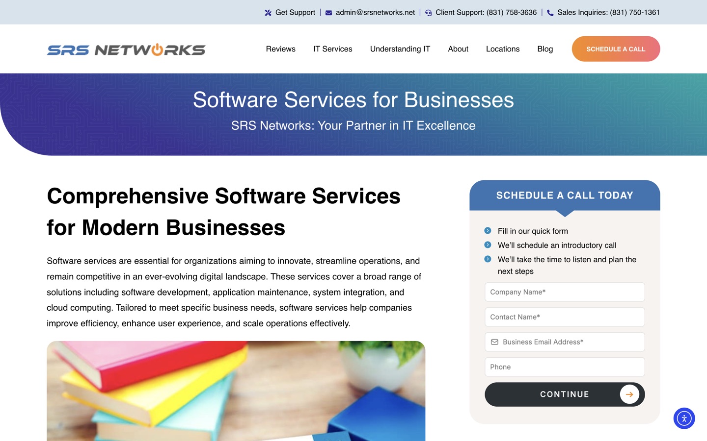 The software services page