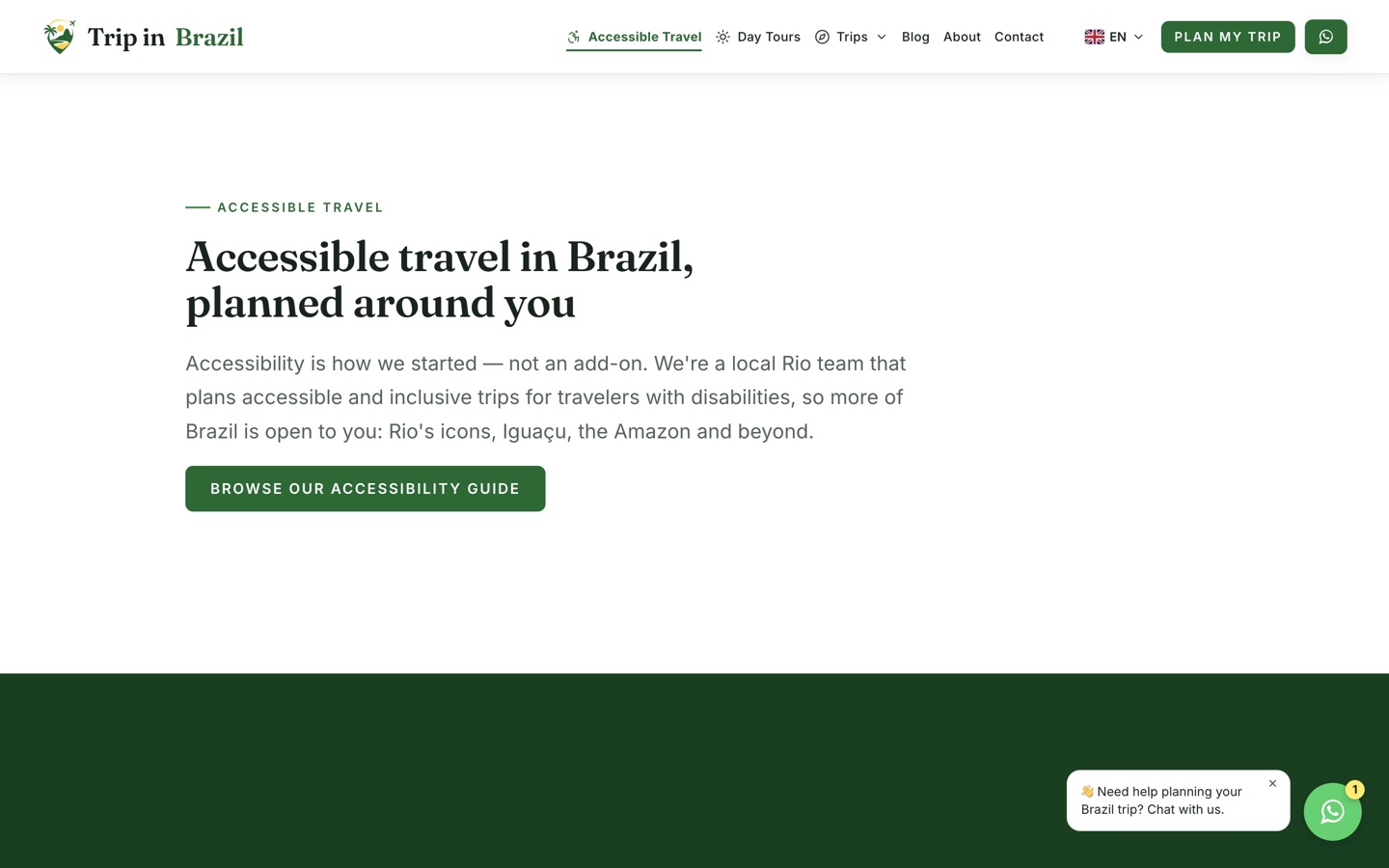 The accessible travel landing page