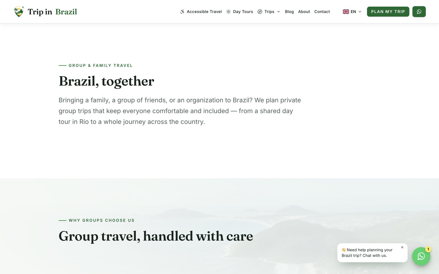 The group and family travel page