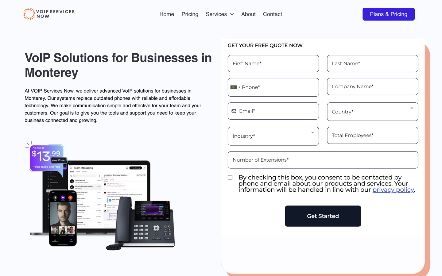 The Monterey city landing page