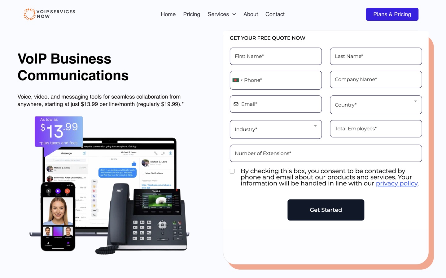 The unified communications page