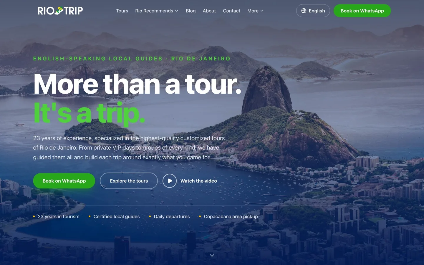 Rio Day Trip website built by Rizer