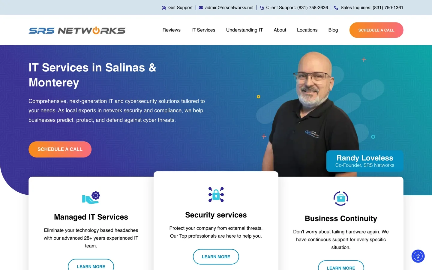 The rebuilt SRS Networks website for a managed IT and cybersecurity provider