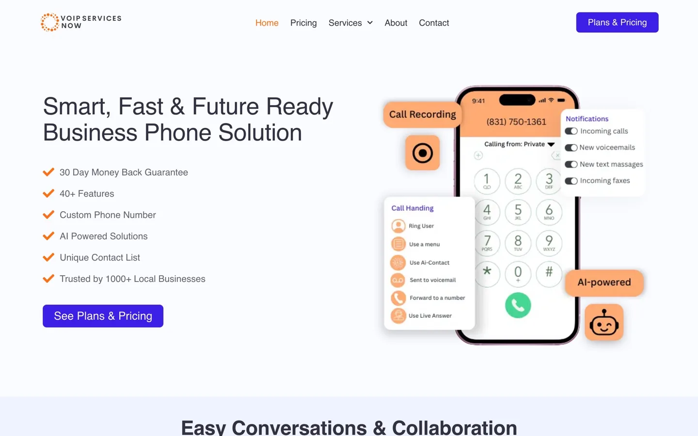 The VoIP Services Now homepage, built and optimised for search by Rizer